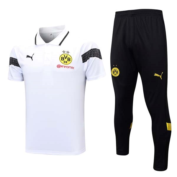 Polo Borussia Dortmund Conjunto Completo 2023-24 Blanco Negro